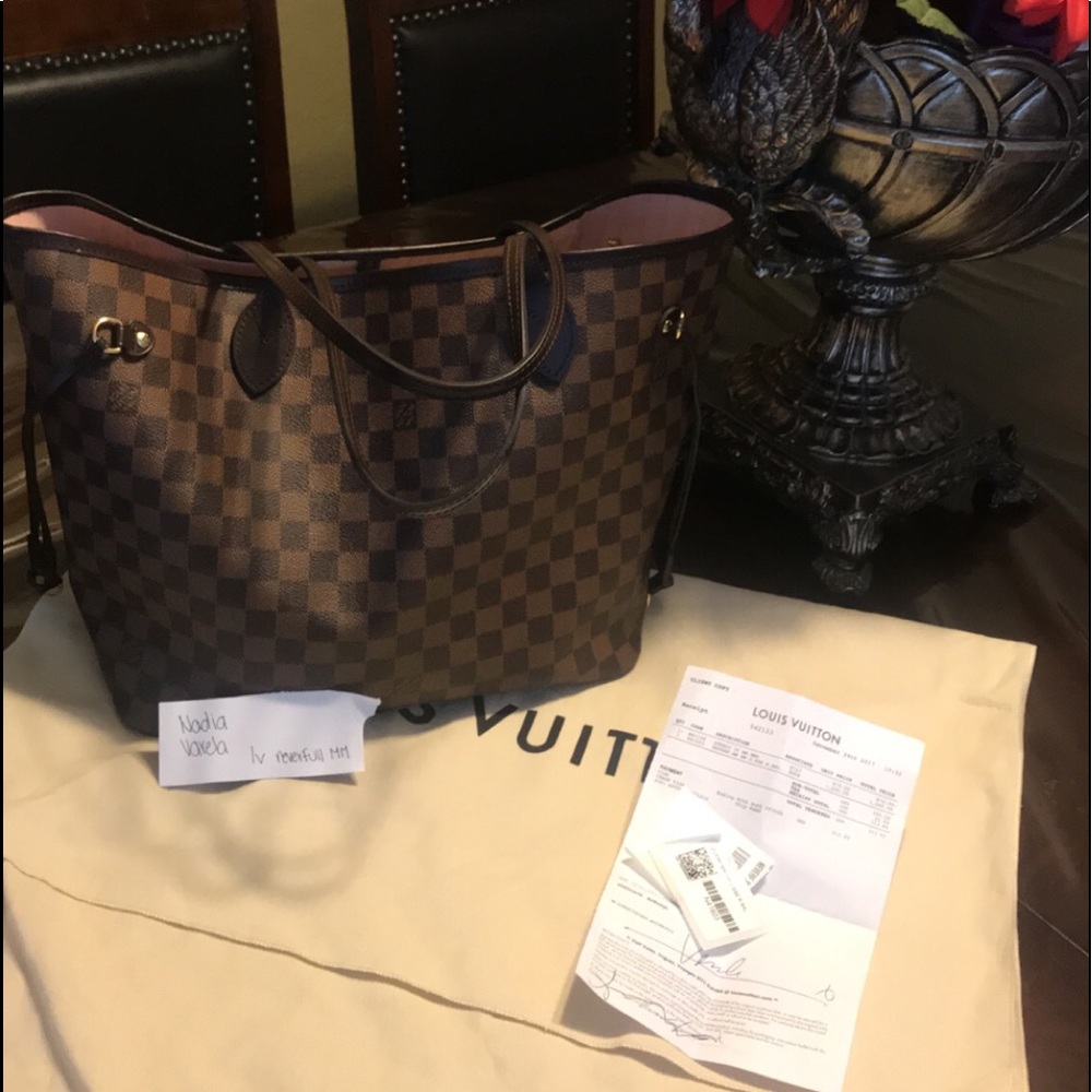 Lv neverfull mm rose interior